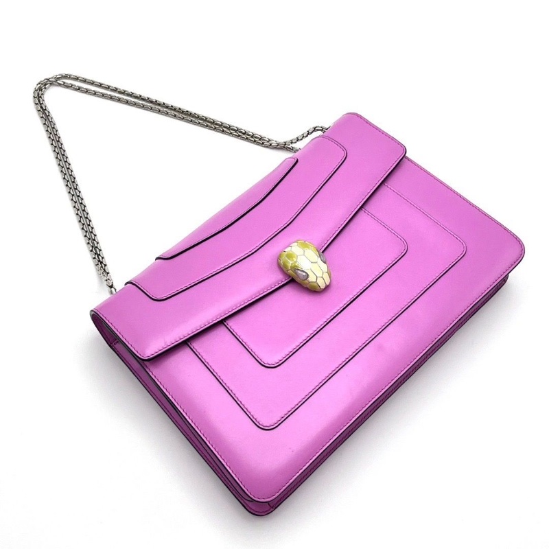 BVLGARI 蛇頭銀扣中號肩背斜背包27.5*19*7 98新配件塵袋保卡雨衣鏡子-3