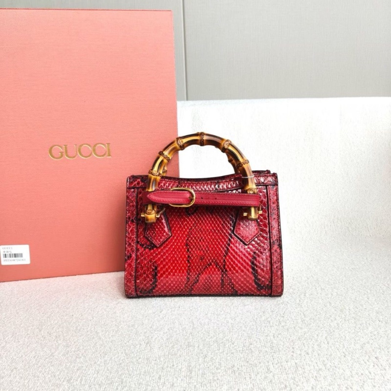 Gucci Diana竹節蛇皮mini托特包20*16*9 98新配件盒子塵袋肩帶-2