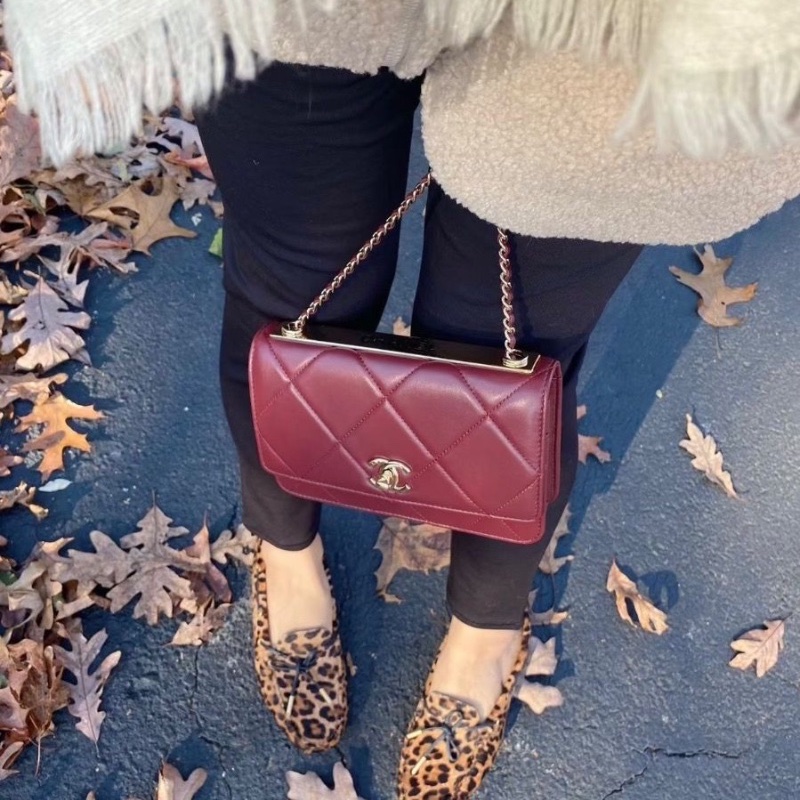 Chanel 紅金trendycc肩背包羊皮25*17*8 98新配件盒子塵袋-0