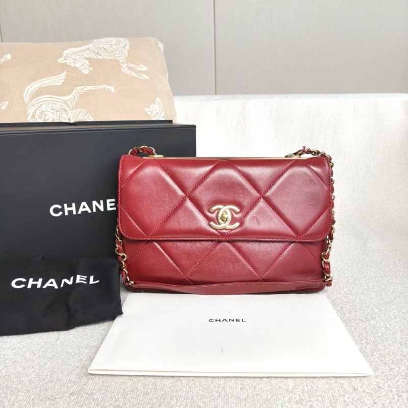 Chanel 紅金trendycc肩背包羊皮25*17*8 98新配件盒子塵袋-1