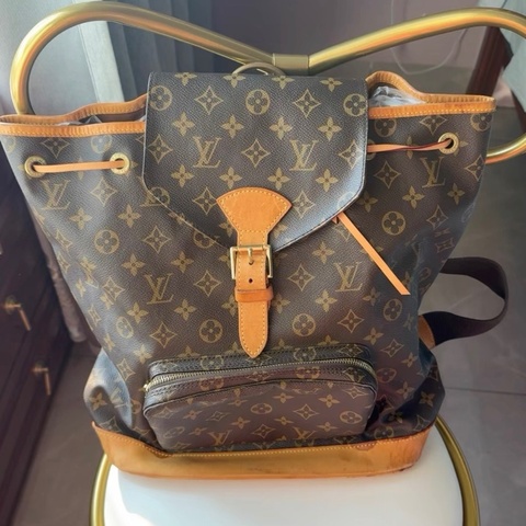 LV中古老花大號雙肩包