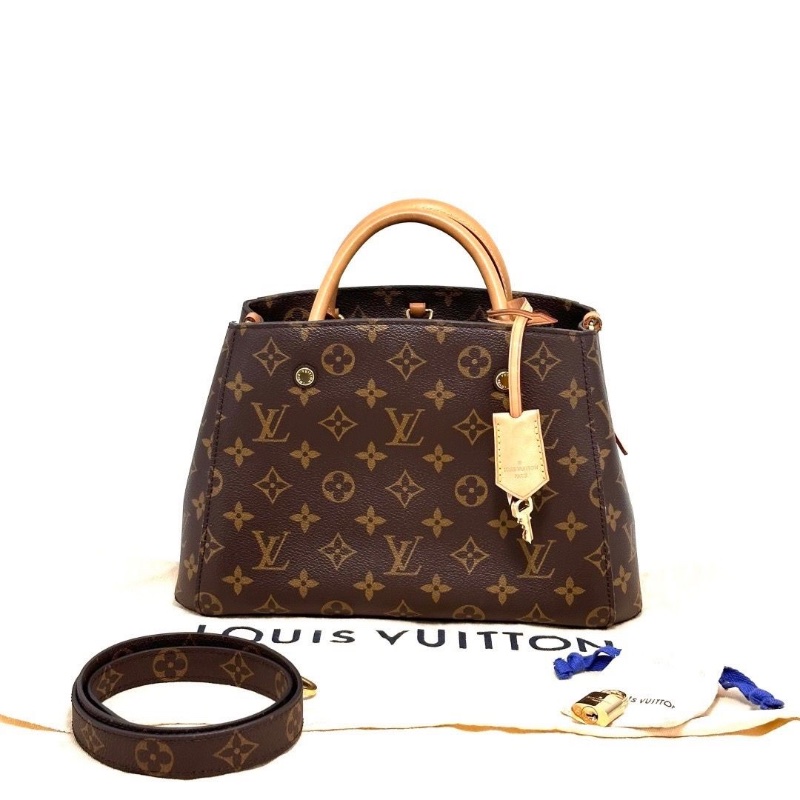 LV 經典老花蒙田BB手提斜背包30*19.5*13 98新配件塵袋 鎖鑰匙-1