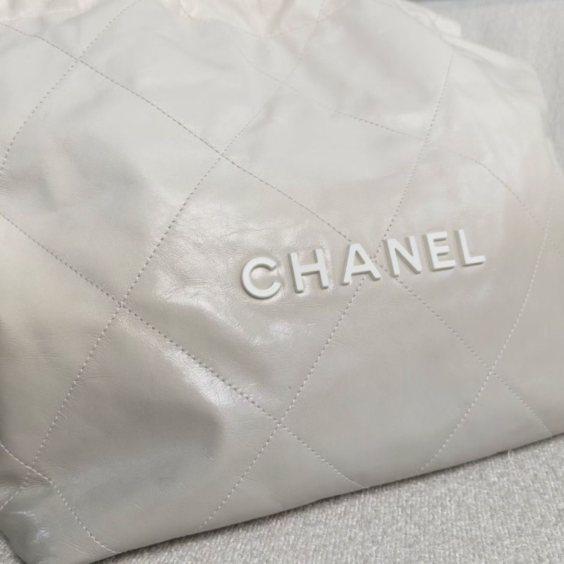 Chanel漸變珠光白22bag小號芯片款 白灰漸變 牛皮 30*30*9 98新配件塵袋盒子-3