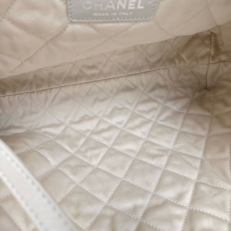 Chanel漸變珠光白22bag小號芯片款 白灰漸變 牛皮 30*30*9 98新配件塵袋盒子-7