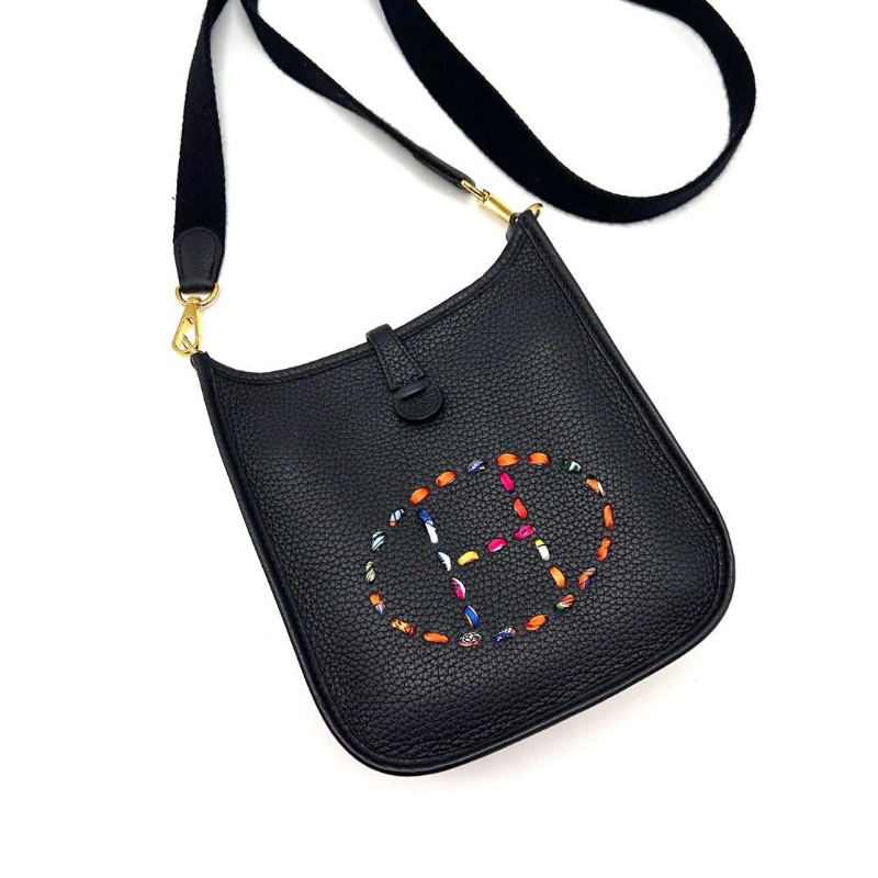 HERMES 黑金伊芙琳mini肩背斜背包17*17.5*5.5 98新配件塵袋-5