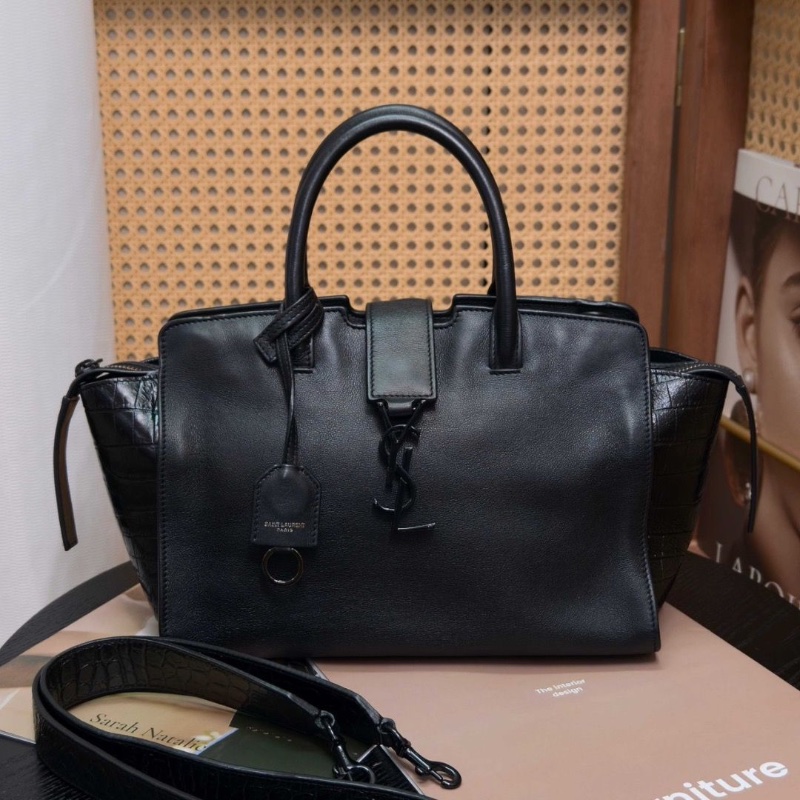 YSL黑色啞光扣Downtown Cabas小號手提斜背包 26*17*11 98新配件塵袋-1