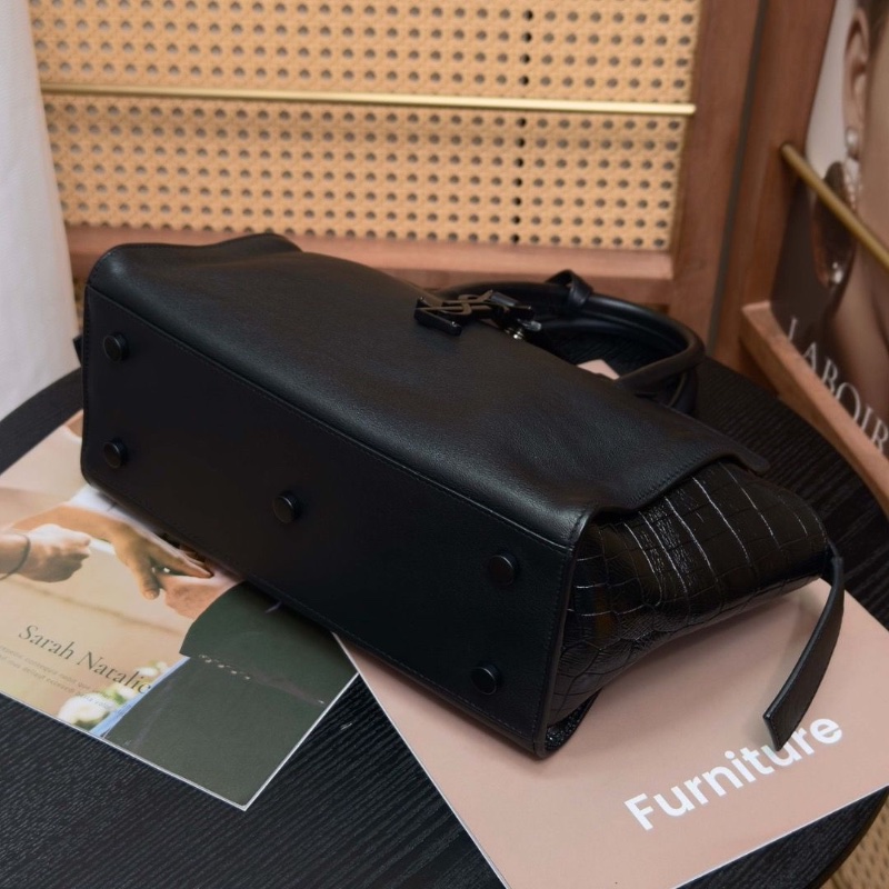 YSL黑色啞光扣Downtown Cabas小號手提斜背包 26*17*11 98新配件塵袋-5