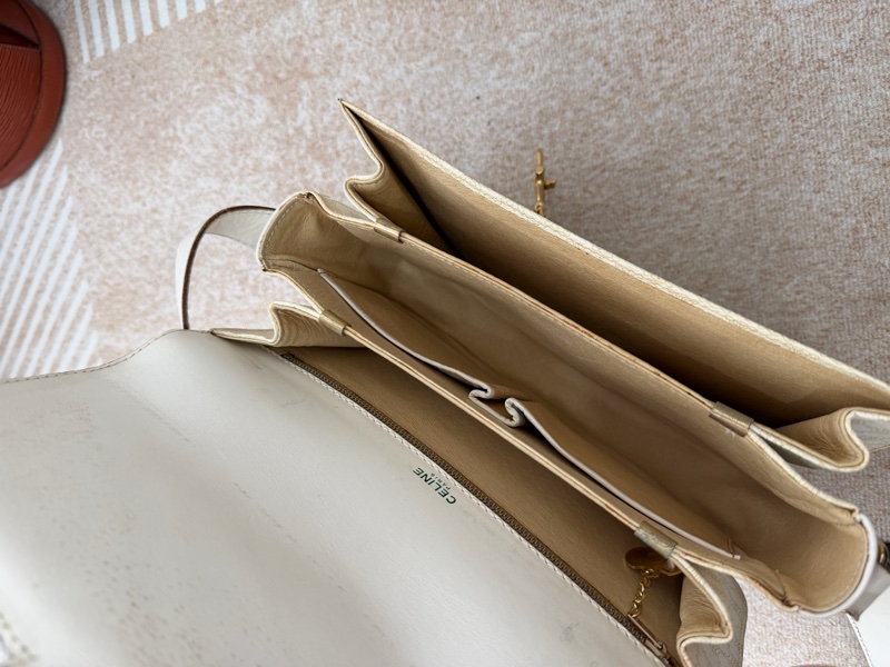 celine vintage 白色老花 海錨扣 盒子 Box 斜挎包 賽琳 macadam-11