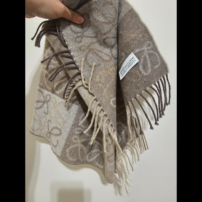 LOEWE 圍巾 格紋 米色-7