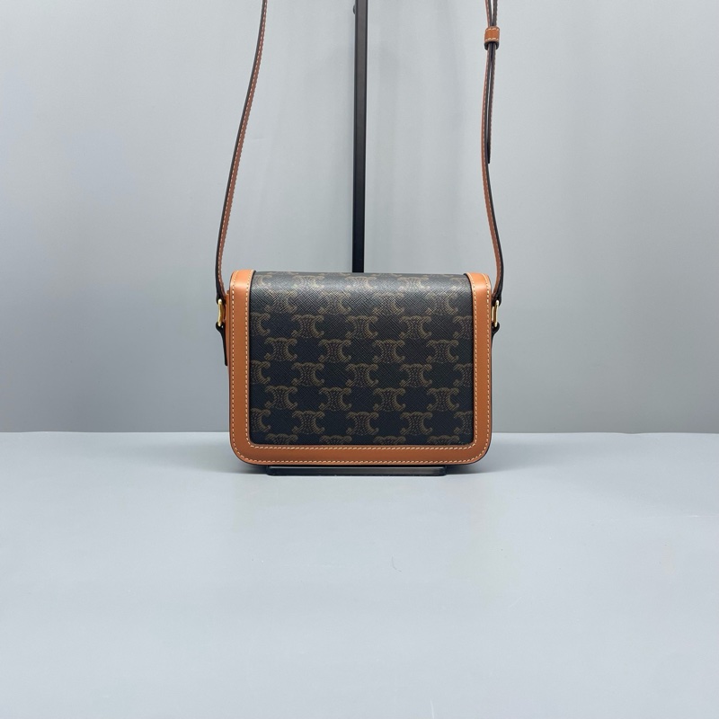 98新 celine賽琳teen凱旋門豆腐包老花拼棕/18*14*6cm/L7870-1