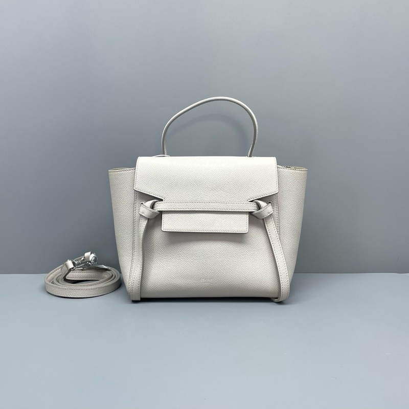 97新 celine賽琳新標鯰魚nano全皮白色20*20*10cm/-0