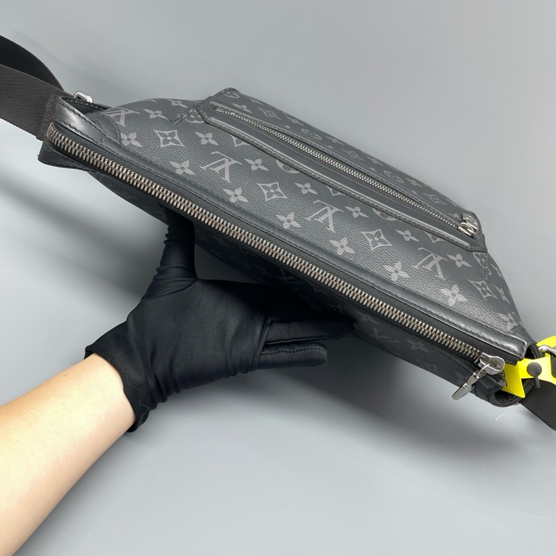 97新 LV奧德賽黑灰老花郵差包18年芯片/31*26*11cm/-3