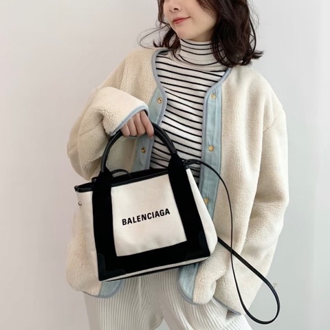 BALENCIAGA NAVY 徽標Logo子母手提肩背斜背包25*20*7.5 98新配件塵袋