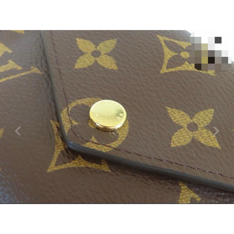 LV 路易威登 真品*M41938 Victorine經典花紋金釦內紫紅三折短夾-2