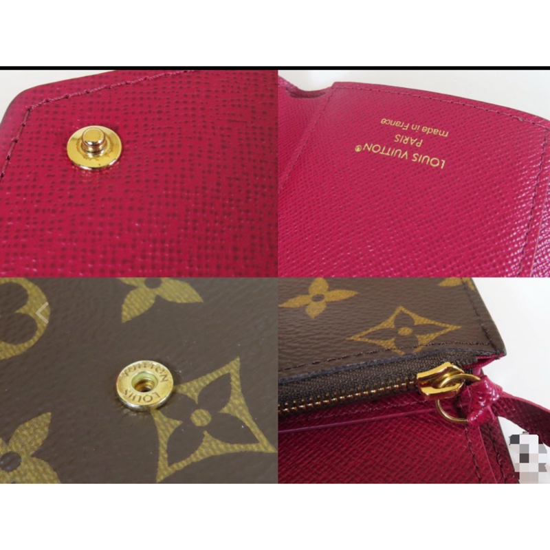 LV 路易威登 真品*M41938 Victorine經典花紋金釦內紫紅三折短夾-3