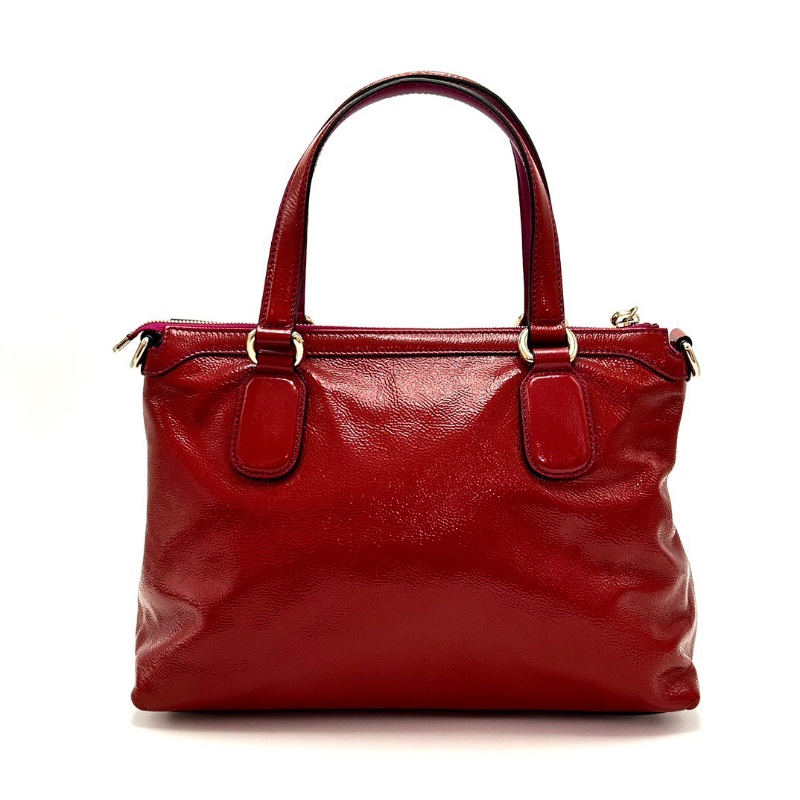 GUCCI 紅色漆皮流蘇手提肩背包32*22*15 98新配件塵袋-6