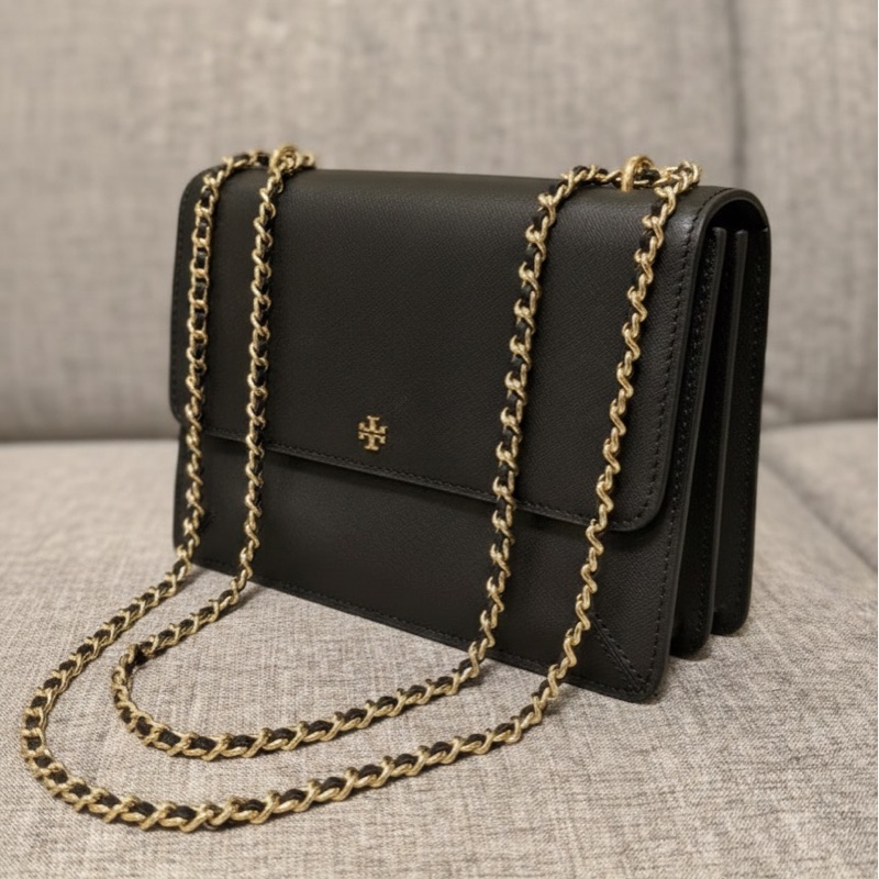 經典款 Tory Burch Emerson 黑金防刮鏈條包-1