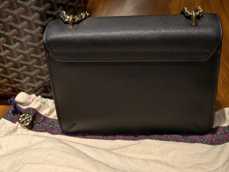 經典款 Tory Burch Emerson 黑金防刮鏈條包-8