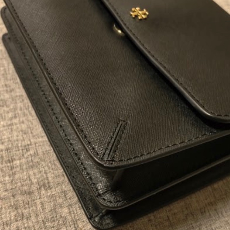 經典款 Tory Burch Emerson 黑金防刮鏈條包-16