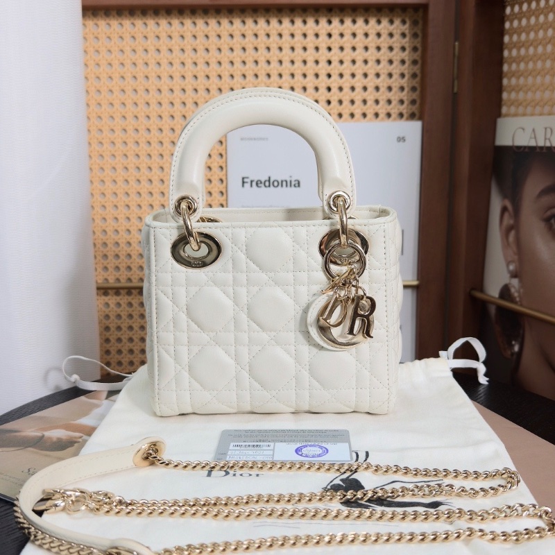 DIOR白金三格黛妃手提肩背斜背包17*15*7 98新配件塵袋 保卡-1