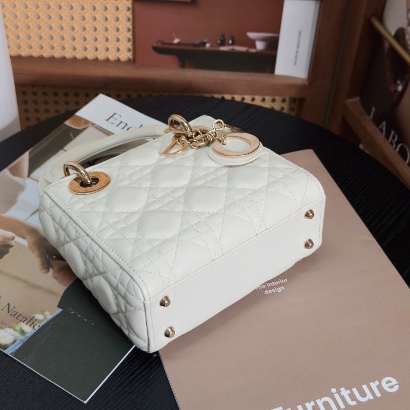 DIOR白金三格黛妃手提肩背斜背包17*15*7 98新配件塵袋 保卡-3