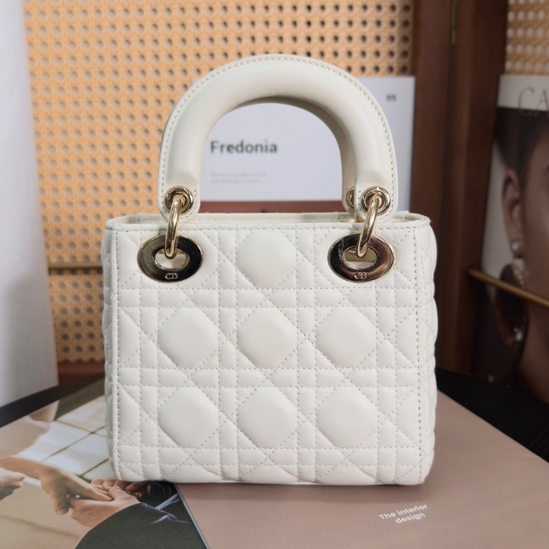 DIOR白金三格黛妃手提肩背斜背包17*15*7 98新配件塵袋 保卡-6