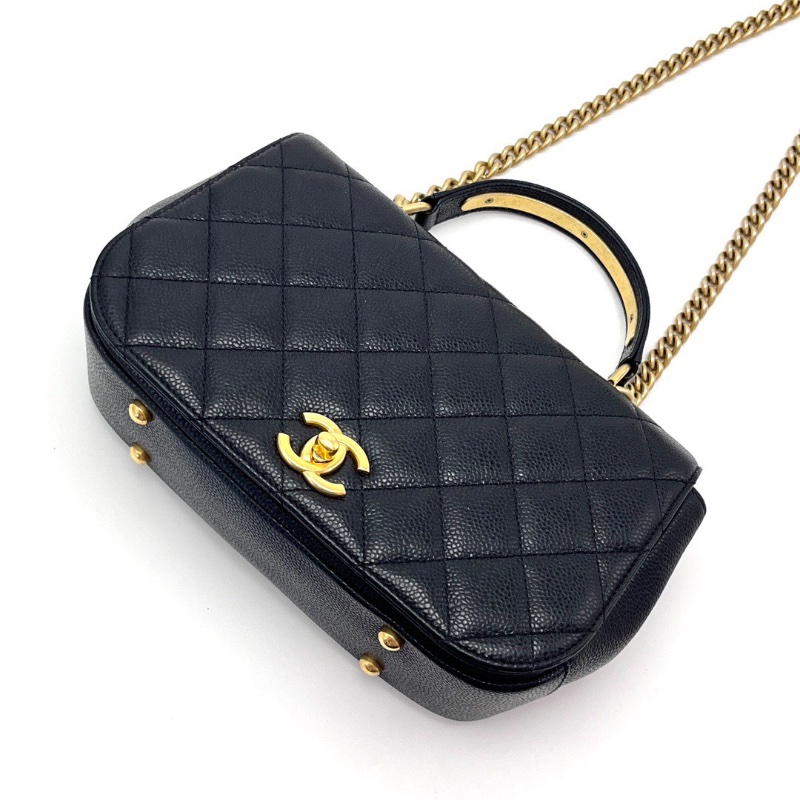 CHANEL黑金荔枝牛皮手提肩背包23*15*7 98新配件盒子塵袋-3