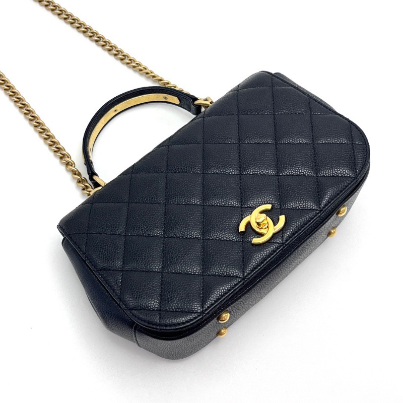 CHANEL黑金荔枝牛皮手提肩背包23*15*7 98新配件盒子塵袋-5