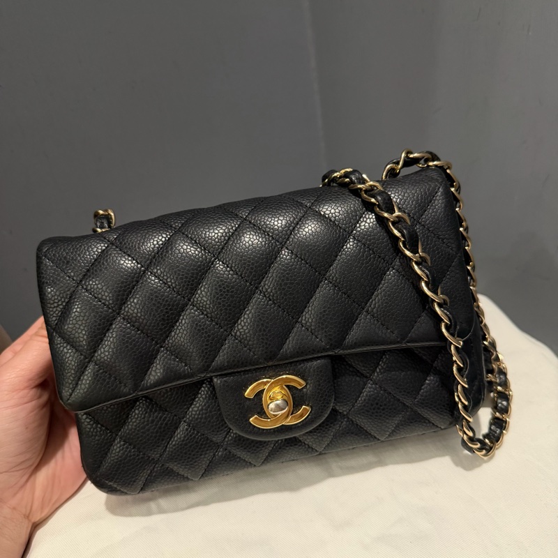 絕版 Chanel 香奈兒 荔枝牛皮 CF20 炭黑 金釦-0