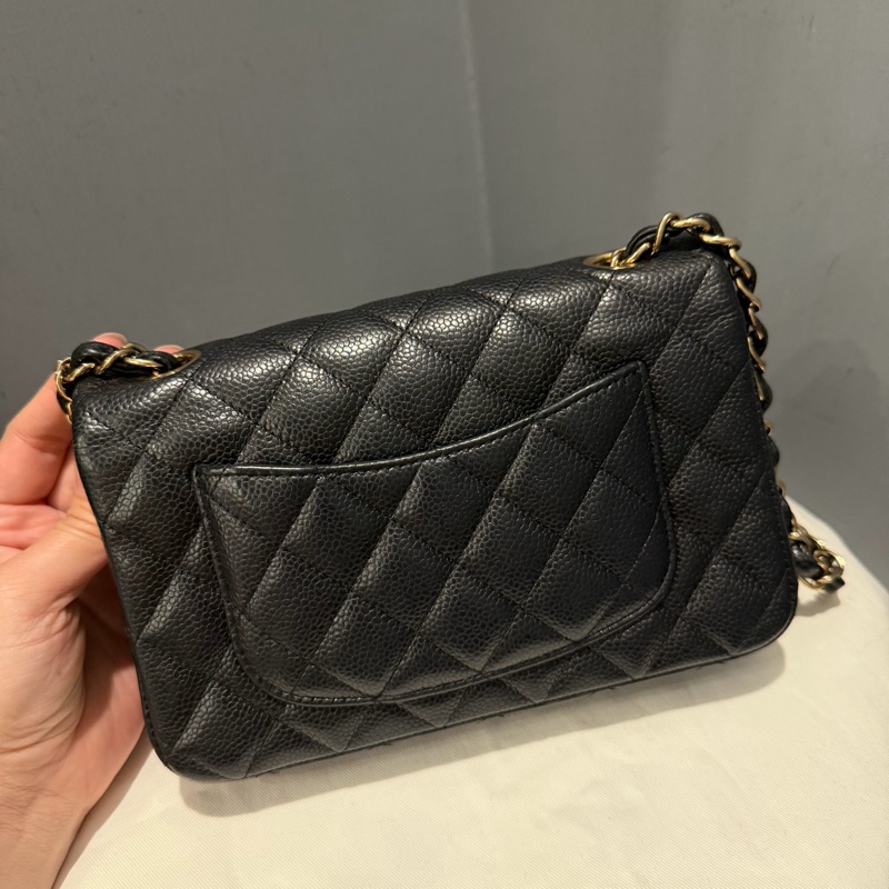 絕版 Chanel 香奈兒 荔枝牛皮 CF20 炭黑 金釦-2