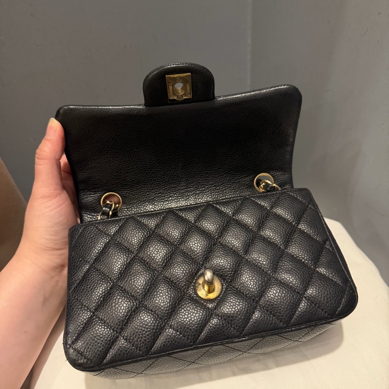 絕版 Chanel 香奈兒 荔枝牛皮 CF20 炭黑 金釦-3