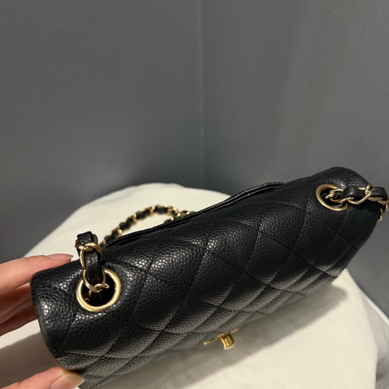 絕版 Chanel 香奈兒 荔枝牛皮 CF20 炭黑 金釦-4