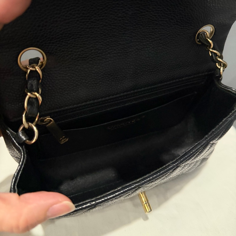 絕版 Chanel 香奈兒 荔枝牛皮 CF20 炭黑 金釦-9