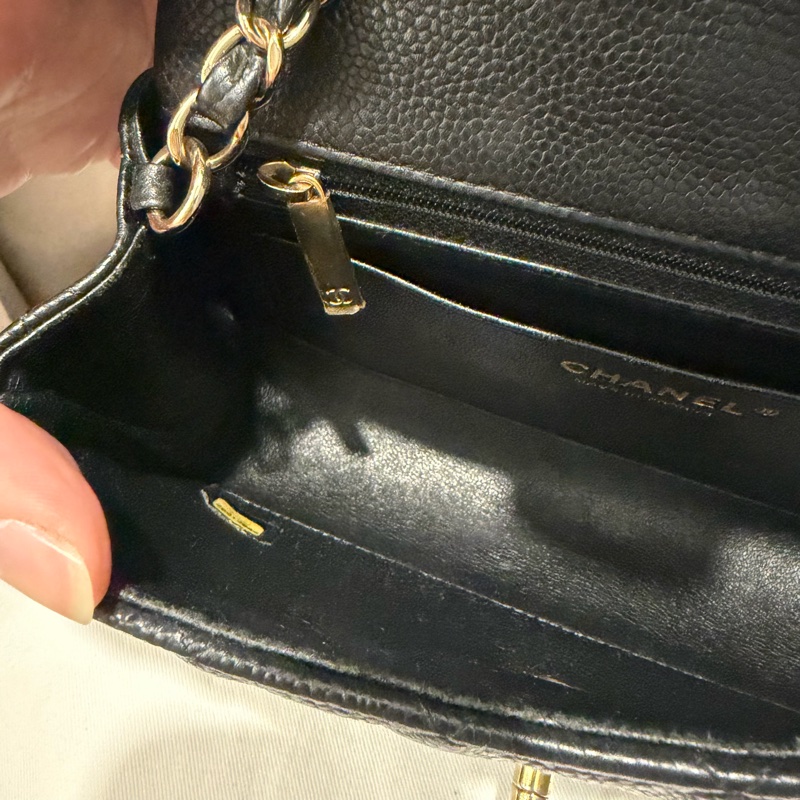 絕版 Chanel 香奈兒 荔枝牛皮 CF20 炭黑 金釦-10