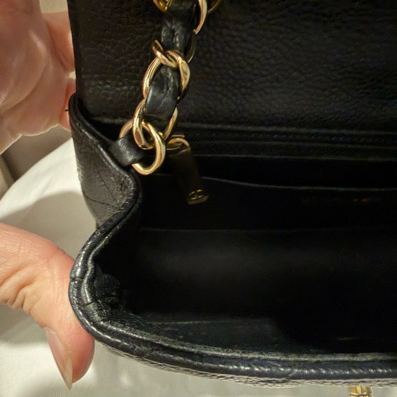 絕版 Chanel 香奈兒 荔枝牛皮 CF20 炭黑 金釦-12