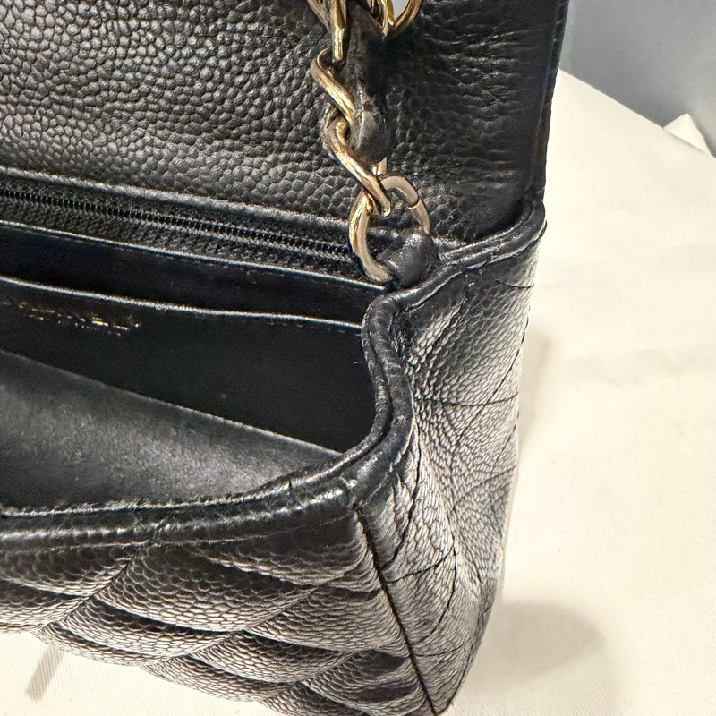 絕版 Chanel 香奈兒 荔枝牛皮 CF20 炭黑 金釦-13