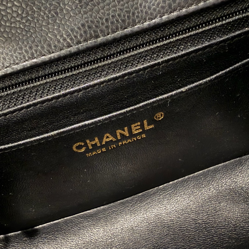 絕版 Chanel 香奈兒 荔枝牛皮 CF20 炭黑 金釦-14