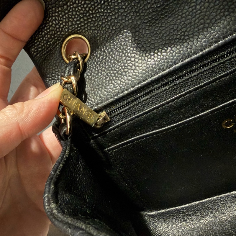 絕版 Chanel 香奈兒 荔枝牛皮 CF20 炭黑 金釦-15
