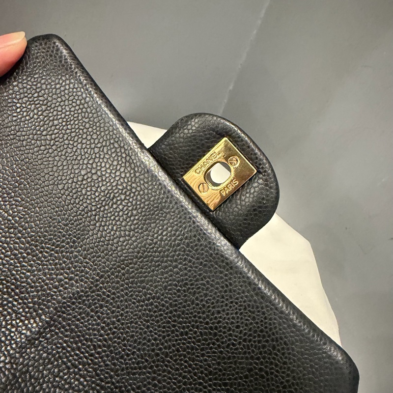 絕版 Chanel 香奈兒 荔枝牛皮 CF20 炭黑 金釦-19