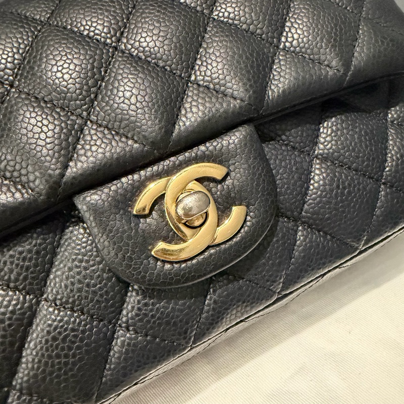 絕版 Chanel 香奈兒 荔枝牛皮 CF20 炭黑 金釦-20