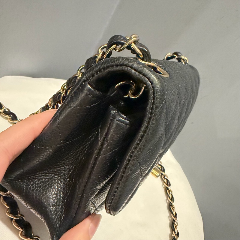 絕版 Chanel 香奈兒 荔枝牛皮 CF20 炭黑 金釦-21