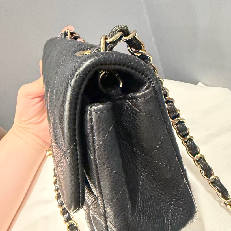 絕版 Chanel 香奈兒 荔枝牛皮 CF20 炭黑 金釦-22