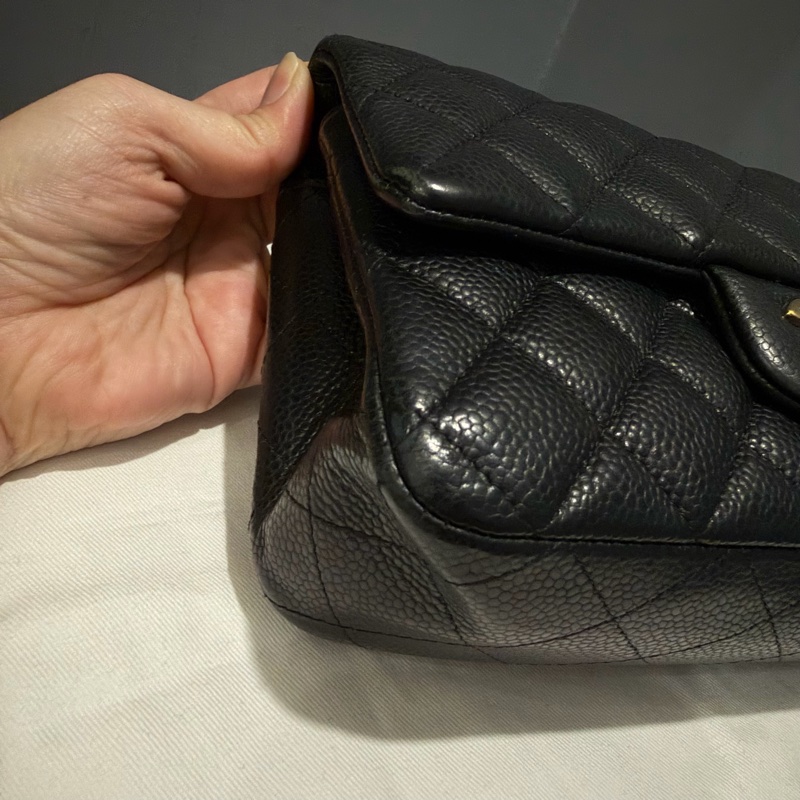 絕版 Chanel 香奈兒 荔枝牛皮 CF20 炭黑 金釦-24