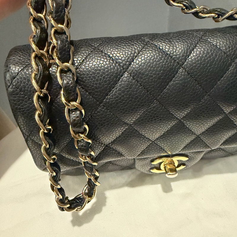 絕版 Chanel 香奈兒 荔枝牛皮 CF20 炭黑 金釦-26