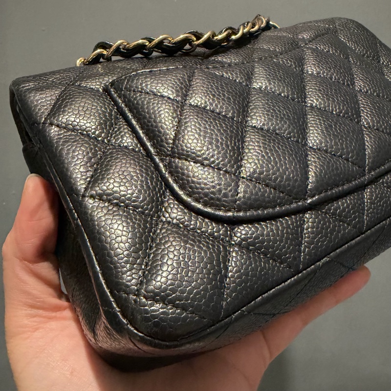 絕版 Chanel 香奈兒 荔枝牛皮 CF20 炭黑 金釦-28