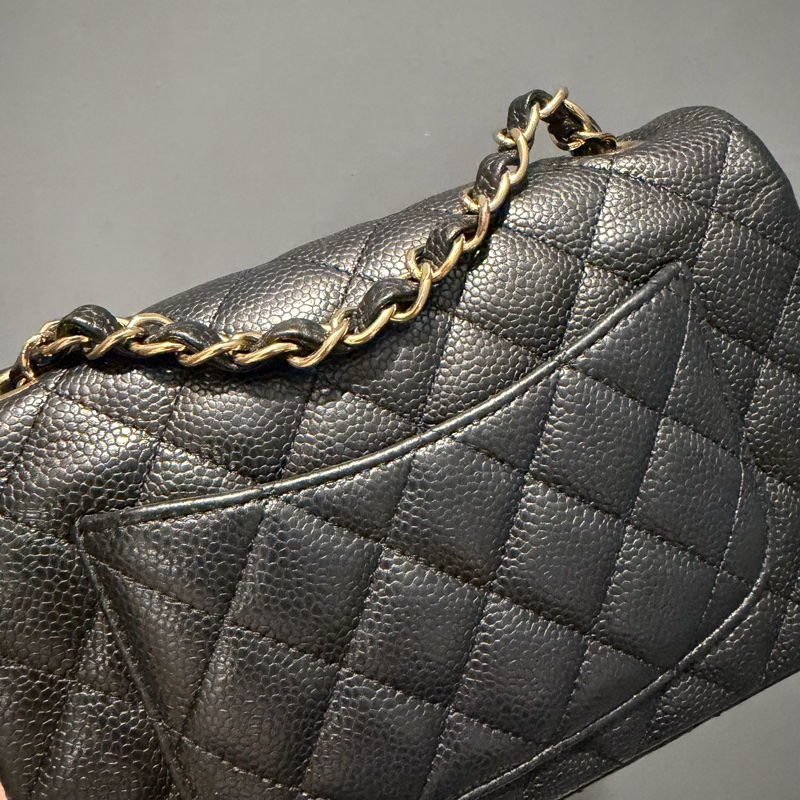 絕版 Chanel 香奈兒 荔枝牛皮 CF20 炭黑 金釦-29