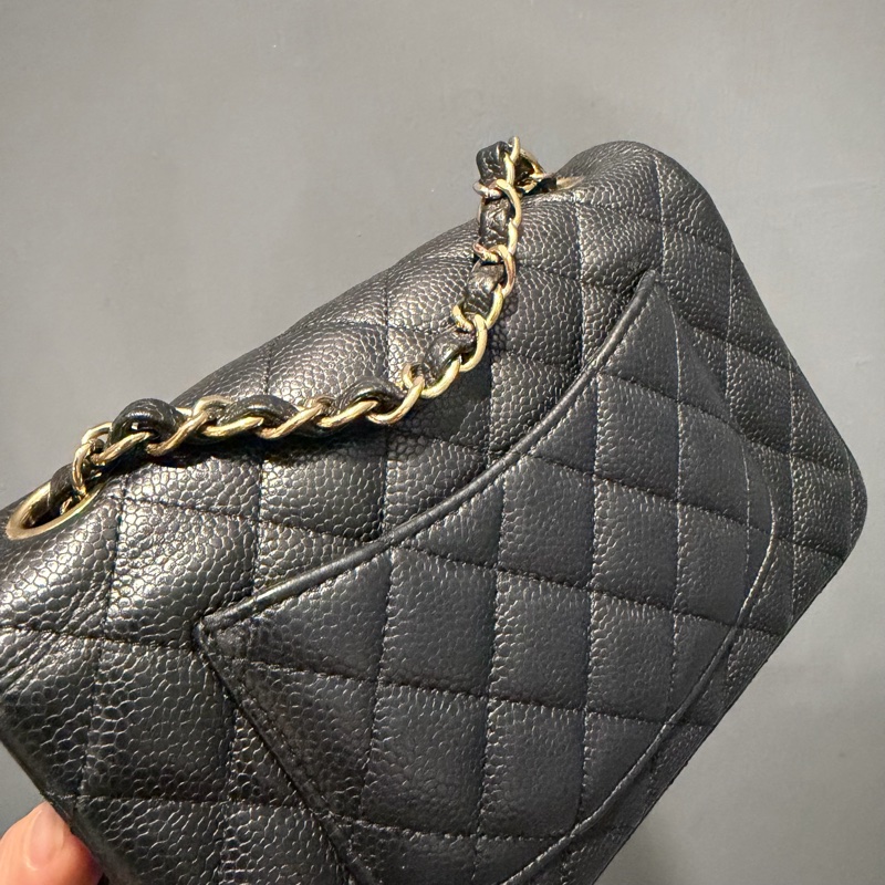 絕版 Chanel 香奈兒 荔枝牛皮 CF20 炭黑 金釦-30