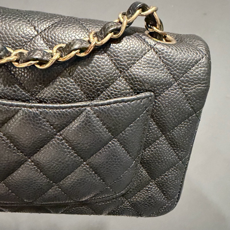 絕版 Chanel 香奈兒 荔枝牛皮 CF20 炭黑 金釦-31