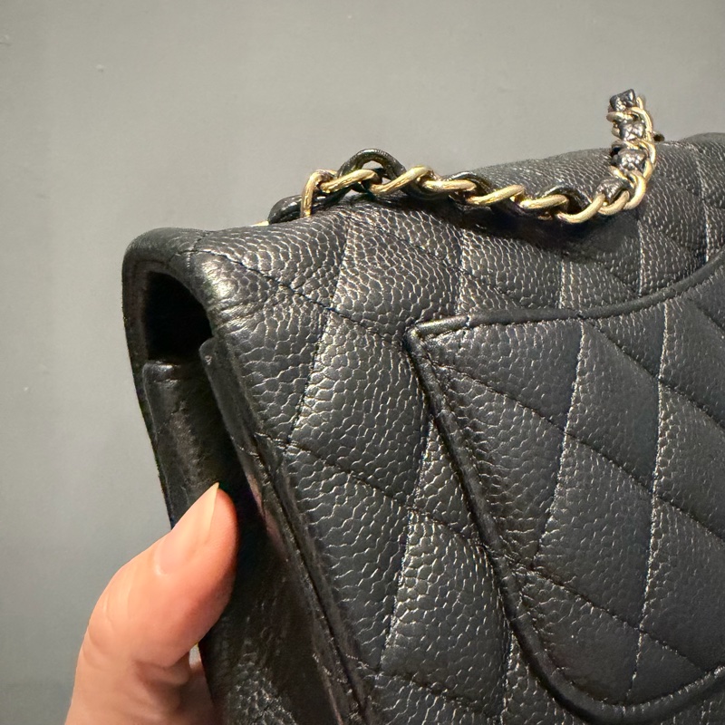 絕版 Chanel 香奈兒 荔枝牛皮 CF20 炭黑 金釦-32