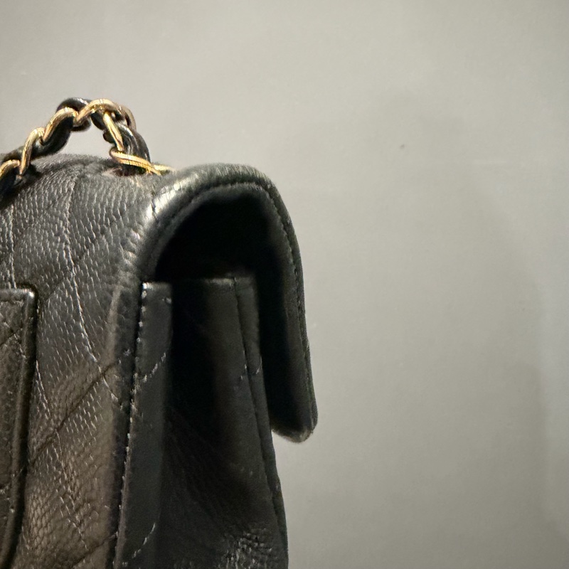 絕版 Chanel 香奈兒 荔枝牛皮 CF20 炭黑 金釦-33